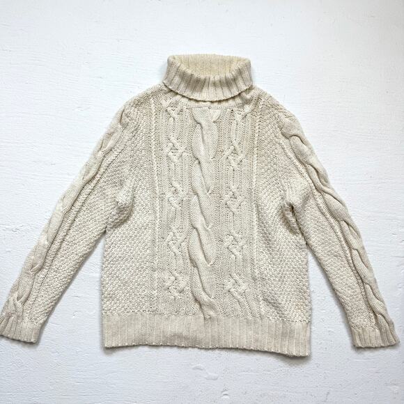 Chadwick’s Cream Cable Knit Turtleneck Sweater Women’s Medium Oversized Fit - Picture 1 of 8